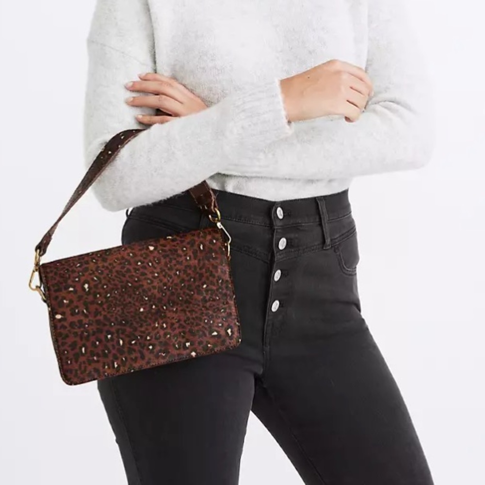 Madewell The Flap Convertible Crossbody Bag: Painted Leopard Calf Hair Edition